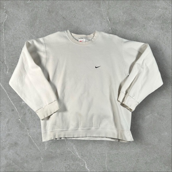 Nike Other - Vintage‎ 90s Nike Sweatshirt Men Medium White Essentials Crew Earthtone Swoosh